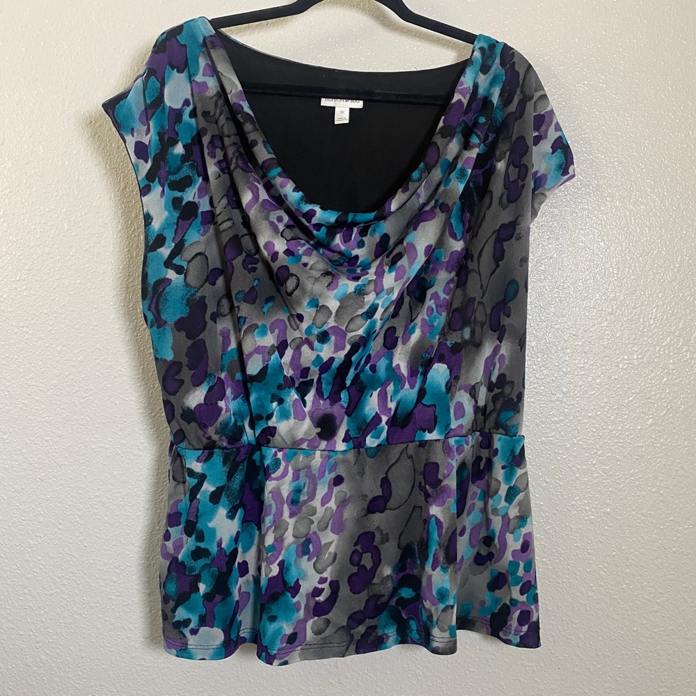 Y2K Mesh Top 1X Bohemian Boho Mesh Artsy Abstract Cowl Neck Dark Feminine Funky